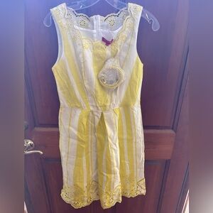 NWT Derhy yellow and white striped sundress women’s size small